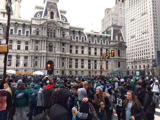 Dilworth Park in Philadelphia is filled with Eagles