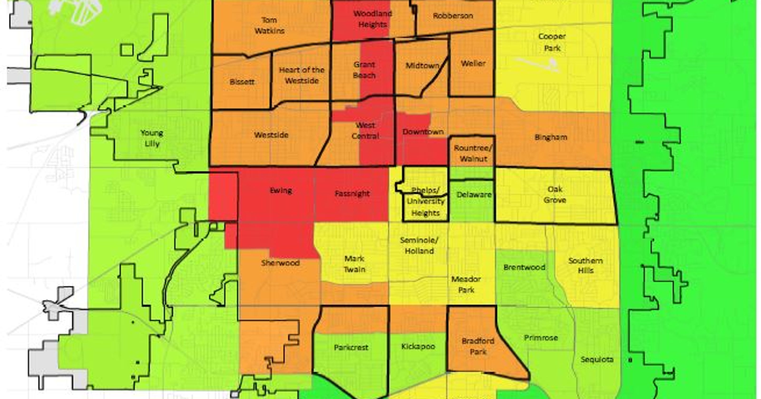 16 maps that show the crime, poverty and health situation in Springfield