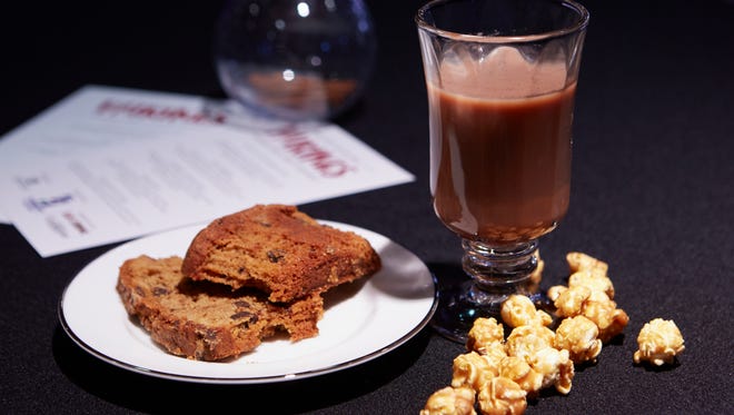 The first pairing featured a Mint Snuggler (peppermint schnapps, Kahlua, Baileys, cocoa) paired with Chocolate Cappucinno bread and Sea Salt Caramel popcorn at the Downtown Artery at Eat+Drink's Palate-Pleasing Pairing sponsored by The Group, Inc. Tuesday, Jan 10, 2017.