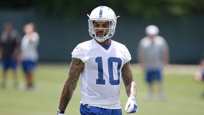 Indianapolis Colts wide receiver Donte Moncrief (10) at the Colts practice on Wednesday, June 14, 2017, at the Colts Complex.