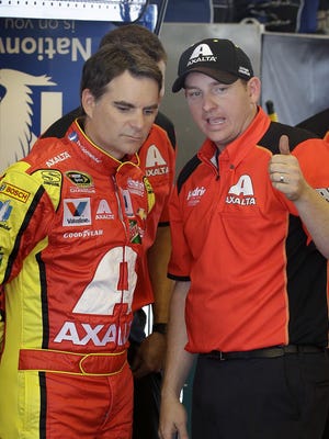 Jeff Gordon said Friday that he "forgot how hard of work this is.” He spoke with crew chief Greg Ives during practice for the Brickyard 400.