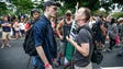  A counter protester, left, feuds with a white nationalist