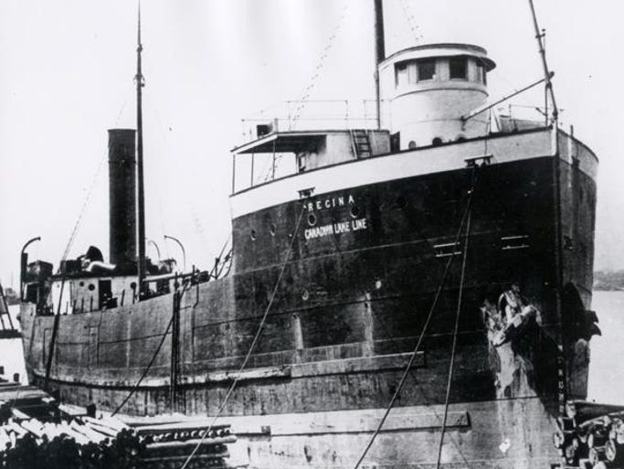 The SS Regina was anchored east of Lexington, Michigan