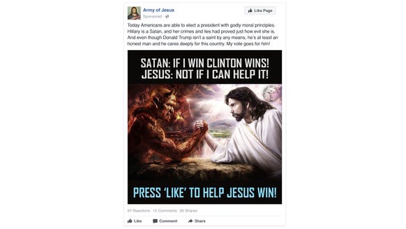 This is one of the Russian Facebook ads intended to