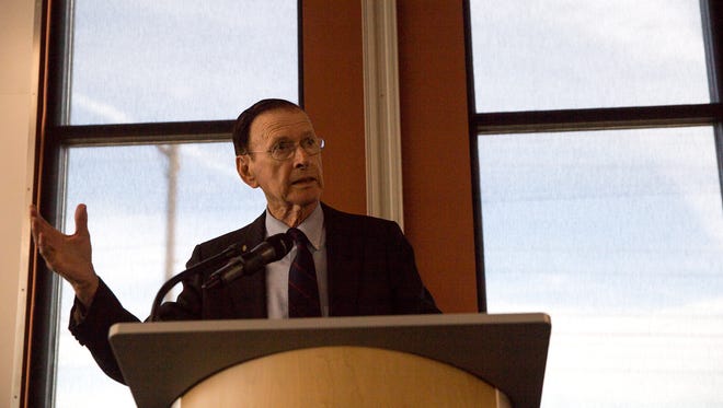 Daniel Fine, associate director at New Mexico Tech’s Center for New Mexico Energy Policy, speaks on the topic of the future of American energy Friday at the San Juan College School of Energy in Farmington.