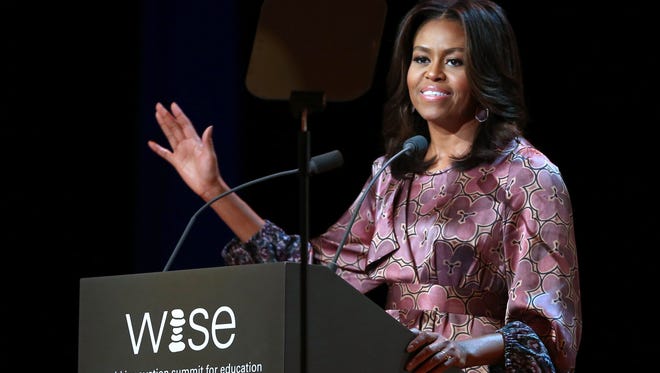 Michelle Obama delivers a speech on Nov. 4, 2015