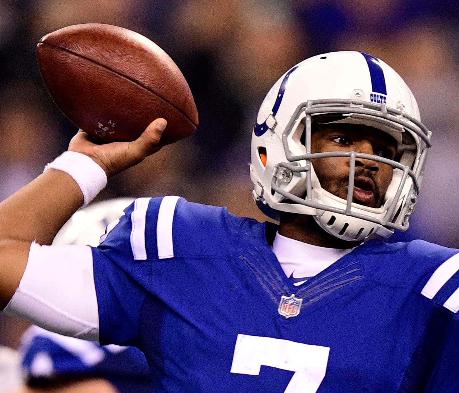 Indianapolis Colts quarterback Jacoby Brissett was allowed to return to the game after taking a hard helmet-to-helmet hit in the third quarter.