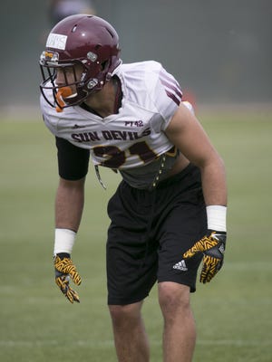 ASU defensive back Terin Adams during an ASU football spring practice at the Kajikawa practice fields in Tempe on Thursday, March 22, 2018.
