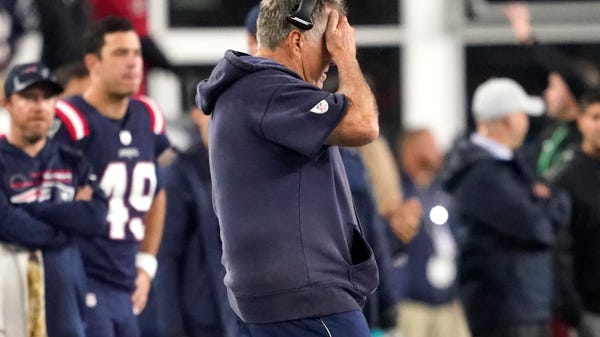 New England Patriots head coach Bill Belichick dur