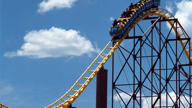Rollercoaster going through loop