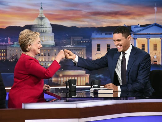 Trevor Noah welcomes Clinton at "The Daily Show" on