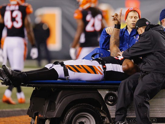 Vontaze Burfict is loaded on to the cart.