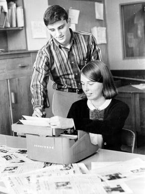 West High School students David Scott and Emily Anderson in November 1965.