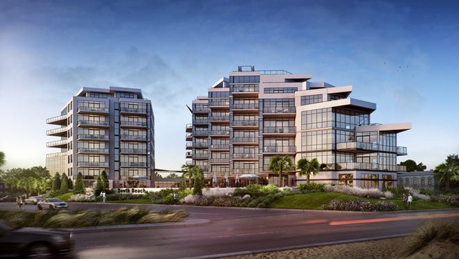 Rendering of South Beach at Long Branch, a luxury condominium that  broke ground on Tuesday, Aug. 2.