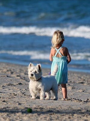 Bob Walsack captured this adorable image of a West Highland white terrier and a little girl enjoying the sand and surf recently at the Moorings beach in Vero Beach. It should be a great day to find your stretch of the sand, too.