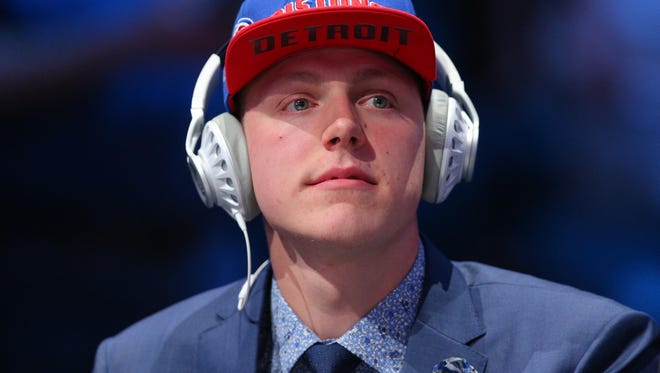 Henry Ellenson (Marquette) is interviewed after being selected as the No. 18 overall pick to the Pistons in the first round of the 2016 NBA draft at Barclays Center.