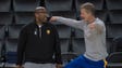 Warriors head coach Steve Kerr talks to acting head