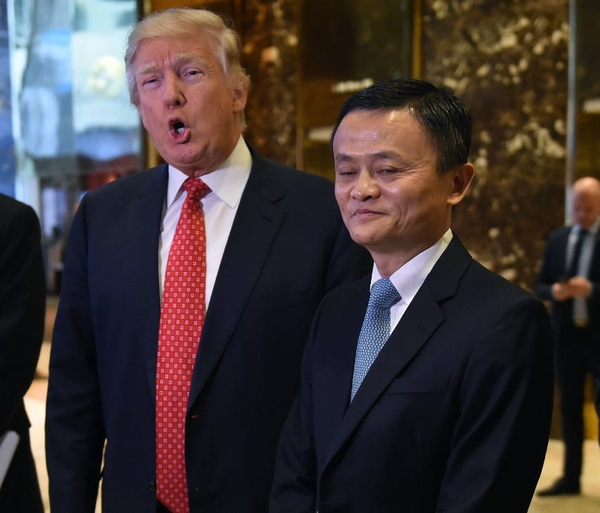 President-elect Donald Trump with Jack Ma, founder and executive chairman of Alibaba Group