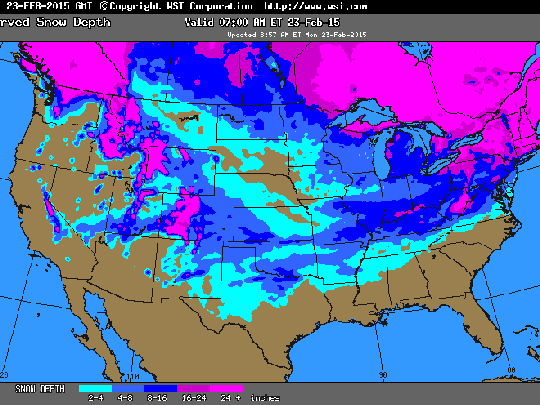Snow on the ground in 48 states