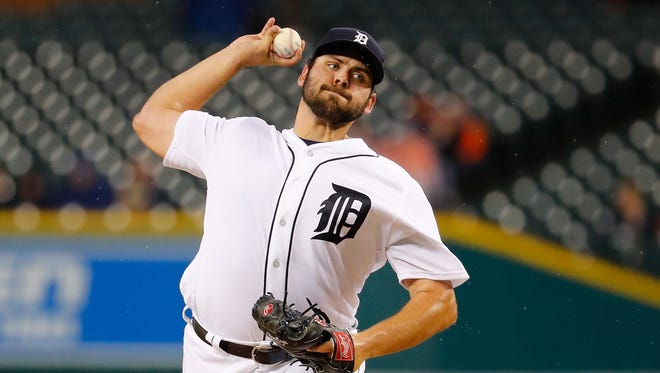 Detroit Tigers pitcher Michael Fulmer throws during the first inning of the game against the Cleveland Indians on September 28, 2016 at Comerica Park in Detroit.
