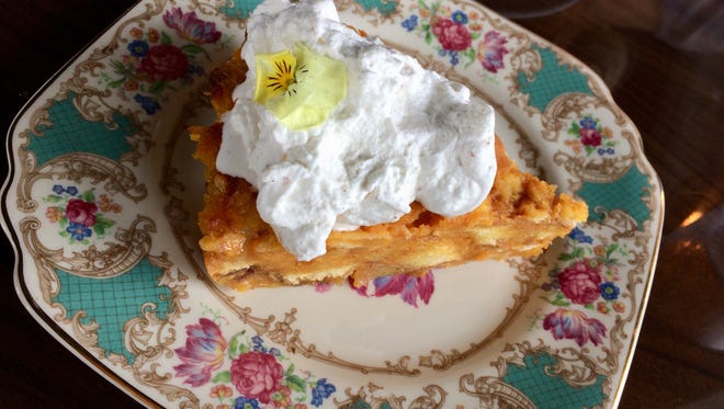 Bread pudding at Lucilla spiked with pumpkin and white chocolate.