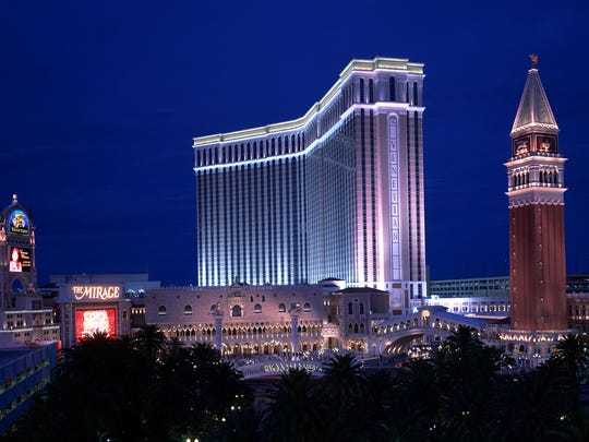 Lights illuminate the Venetian Casino October 4, 2001 in Las Vegas, NV.