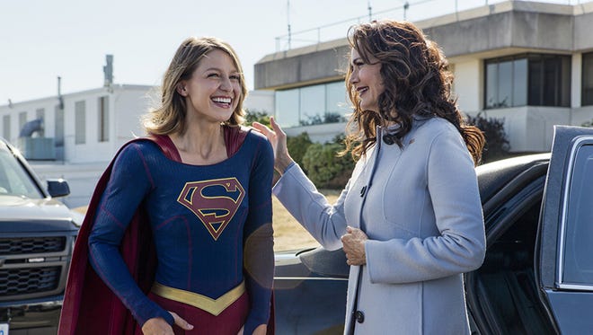 Lynda Carter, right, who once played Wonder Woman, plays President Olivia Marsdin on "Supergirl" with Melissa Benoist as the titular Maid of Steel.