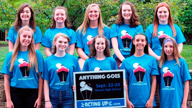 The Acting Up cast for their fall musical "Anything Goes" includes 11 students from Loveland and Milford area schools. First row:  Alexa Mueller, Maria Hall, Alyssa Hart, Anna Hoevener and Kylie Corbly. Second row: Anna Colletto, Claire Yoder, Kathleen Tepe, JoJo Reese and Kalyee Michael. Anna Price is not pictured.