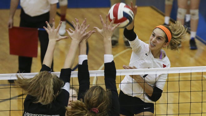 Sacred Heart's Paige Hammons, a senior, was named Kentucky’s Miss Volleyball after helping the Valkyries win the state title and secure a No. 4 national ranking by PrepVolleyball.com. Hammons, a 6-foot-2 University of Florida signee, finished the season with 606 kills (5.4 per set), 280 digs, 62 blocks and 38 aces.