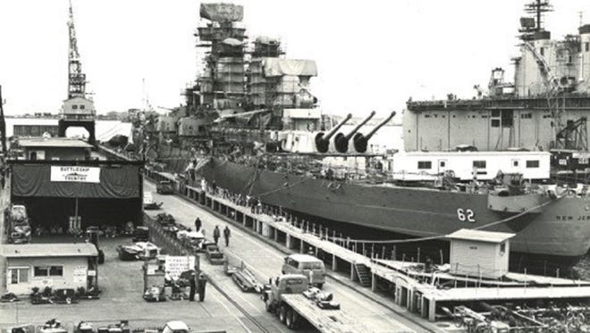 Typical shipyard scene during Reagan-era Navy buildup