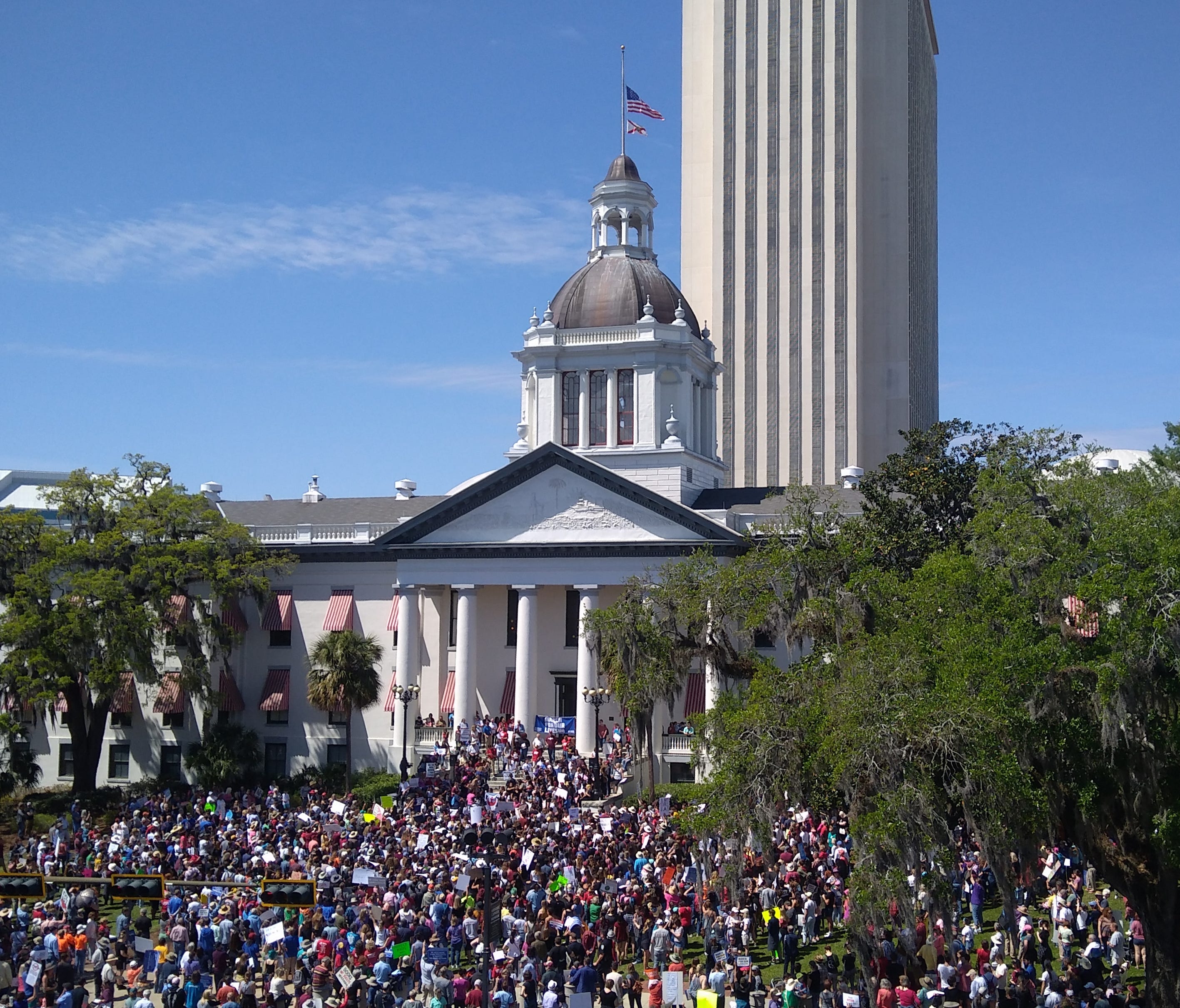 An aerial view of the Florida Capitol during the March for Our Lives rally on Saturday, March 24, where thousands of people showed up to protest stricter gun control laws.