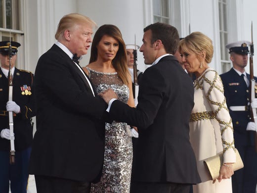 President Trump and first lady Melania welcome French