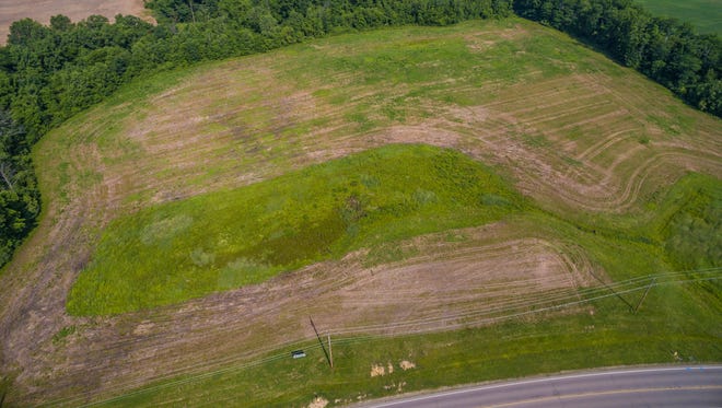 The 20-acre site where Ohio Pack plans to build a 135,000-square foot manufacturing facility on the southern end of the Central Ohio Aerospace and Technology Center campus. The road at the bottom is James Parkway.