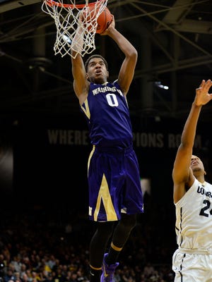 Feb 13, 2016: Washington Huskies forward Marquese Chriss (0) attempts a basket in the second half against the Colorado Buffaloes at the Coors Events Center. The Buffaloes defeated the Huskies 81-80.
