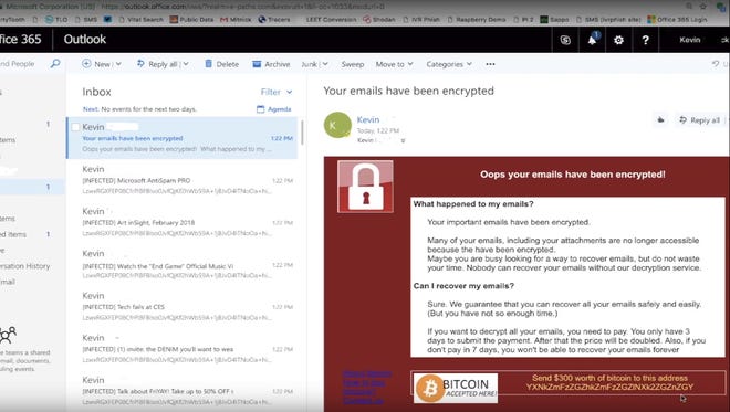 Screenshot of a ransomware attack