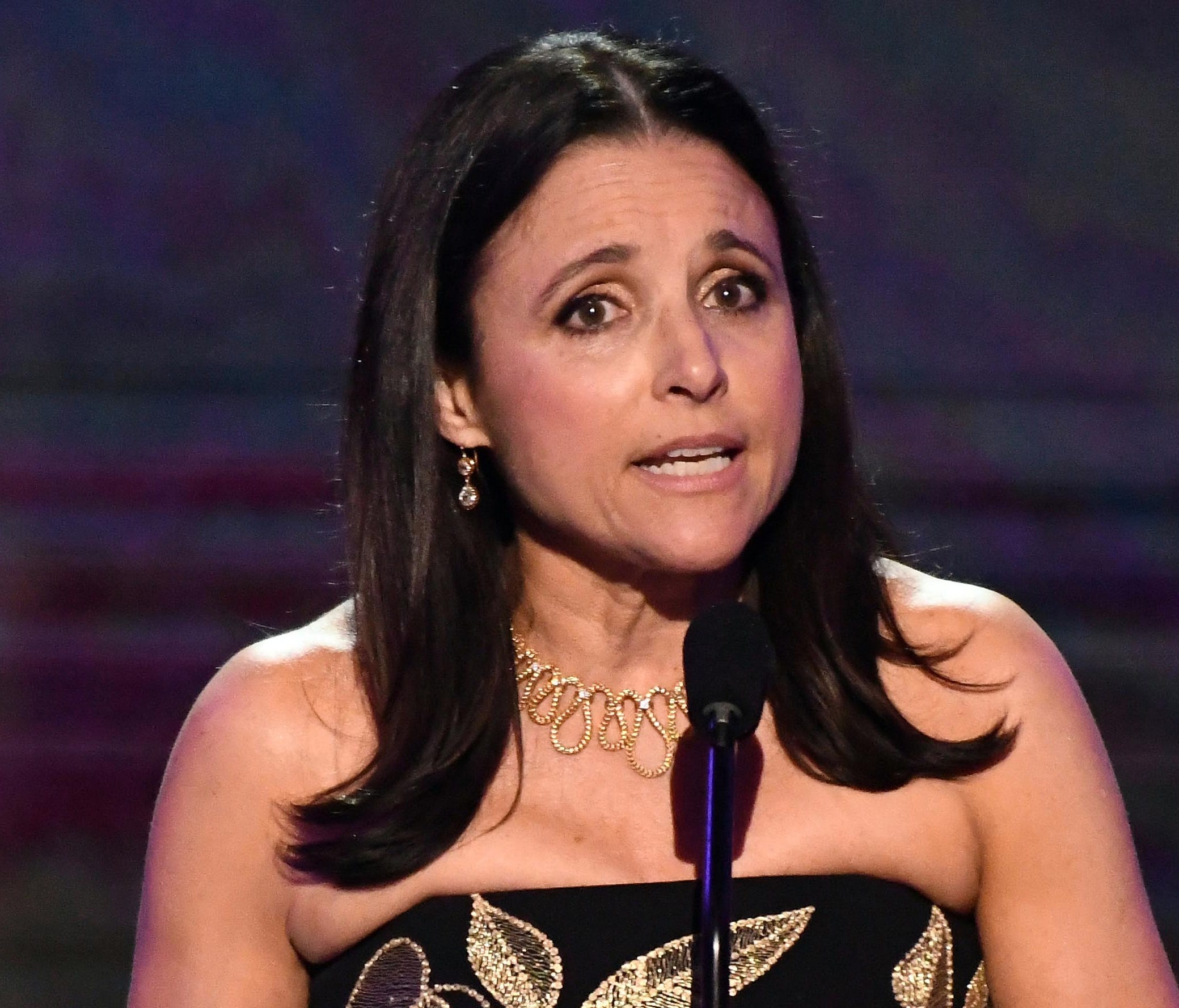 Julia Louis-Dreyfus accepts the award for female actor in a comedy series for her role as President Selina Meyer in 
