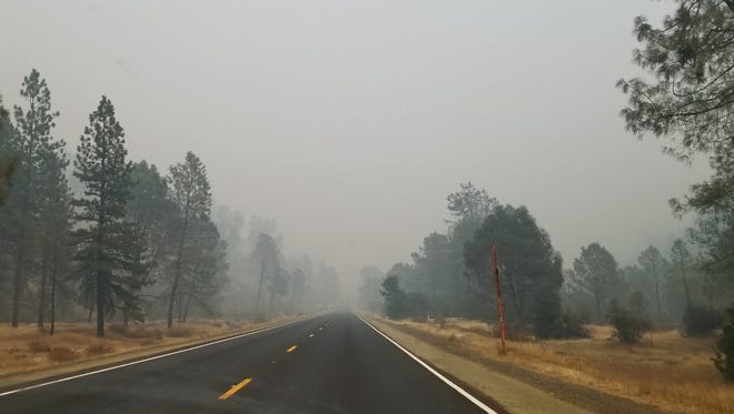 Highway 299 in Trinity County west of Weaverville during the Helena Fire.