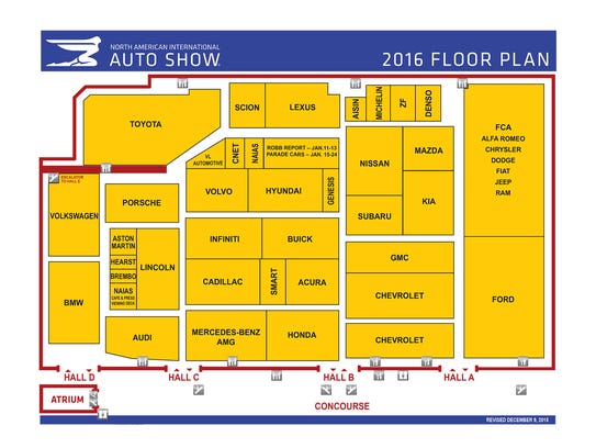 Map Your Detroit Auto Show Visit 2016 Floor Plan
