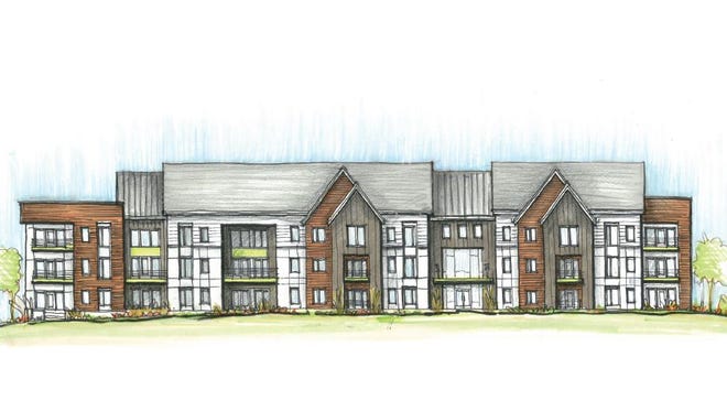 A rendering of the 102-unit housing development MiKeN Development and HR Properties plan at 670 James Ave.
