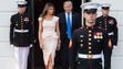 First lady Melania Trump, preparing to greet South