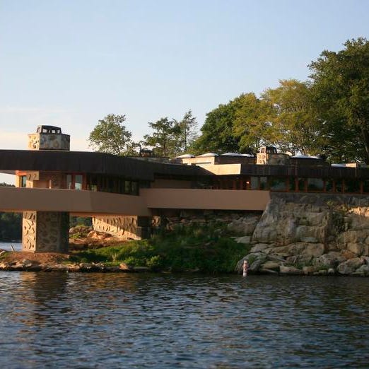 The Frank Lloyd Wright house, owned by Joe Massaro, located on an 11 acre private island on Lake Mahopac, photographed July 16, 2007.