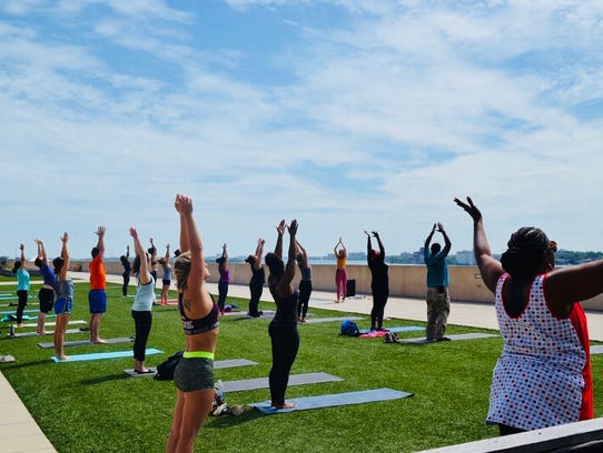 Rooftop yoga happens every Wednesday evening on the