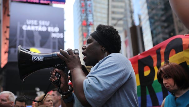 Transgender Army veteran Tanya Walker speaks to...