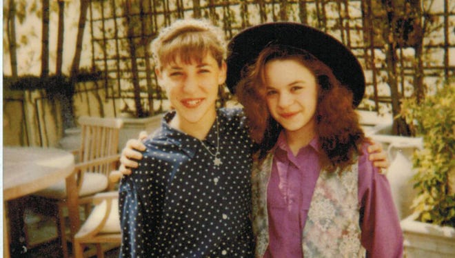 The very first time Blossom (Mayim Bialik), left, met Six (Jenna von Oy), in 1990 after a screen test for NBC sitcom "Blossom."