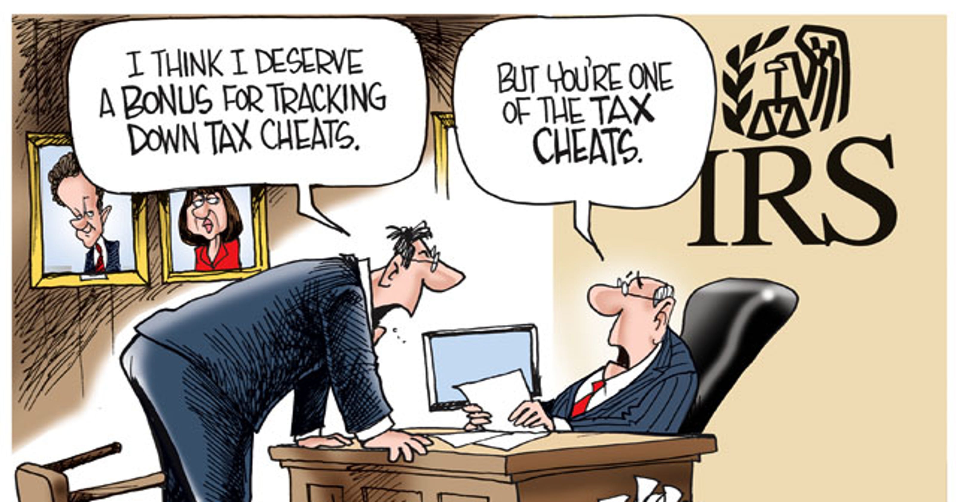 Cartoonist Gary Varvel IRS bonuses and tax cheats