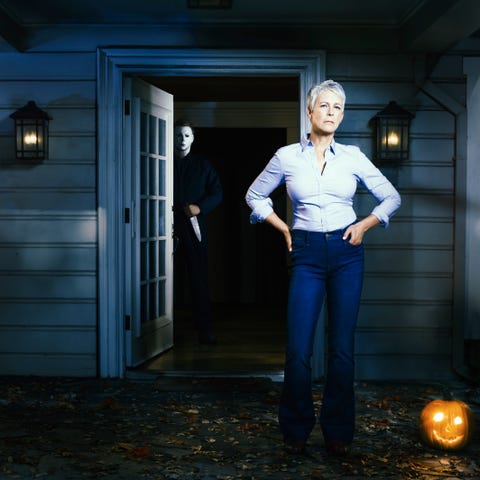 Jamie Lee Curtis and masked villain Michael Myers...