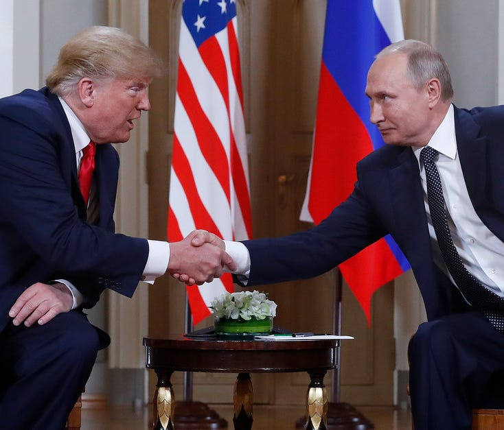 President Donald Trump and Russian President Vladimir Putin in Helsinki on July 16, 2018