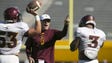 ASU linebackers coach Keith Patterson coaches during
