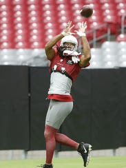 Cardinals receiver Larry Fitzgerald makes a catch during