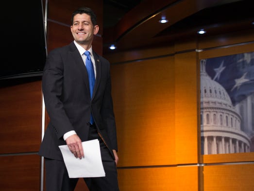 Ryan arrives for a news conference on Capitol Hill